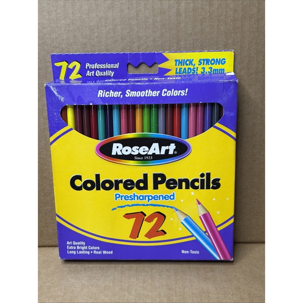 Vintage 2000 RoseArt 72 Pre-sharpened Colored Pencils Discontinued Colors